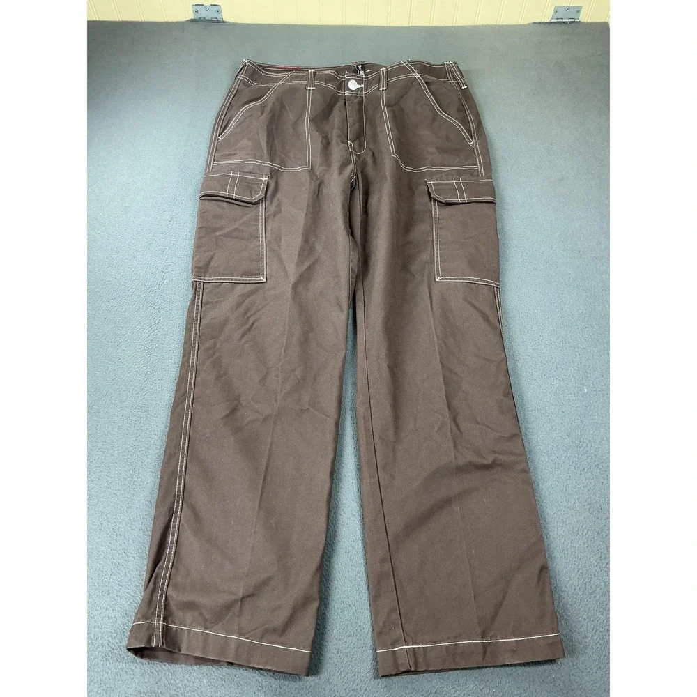 True Religion Pants Mens 34x32 Brown Cargo Relaxed Fit Canvas Pockets Workwear
